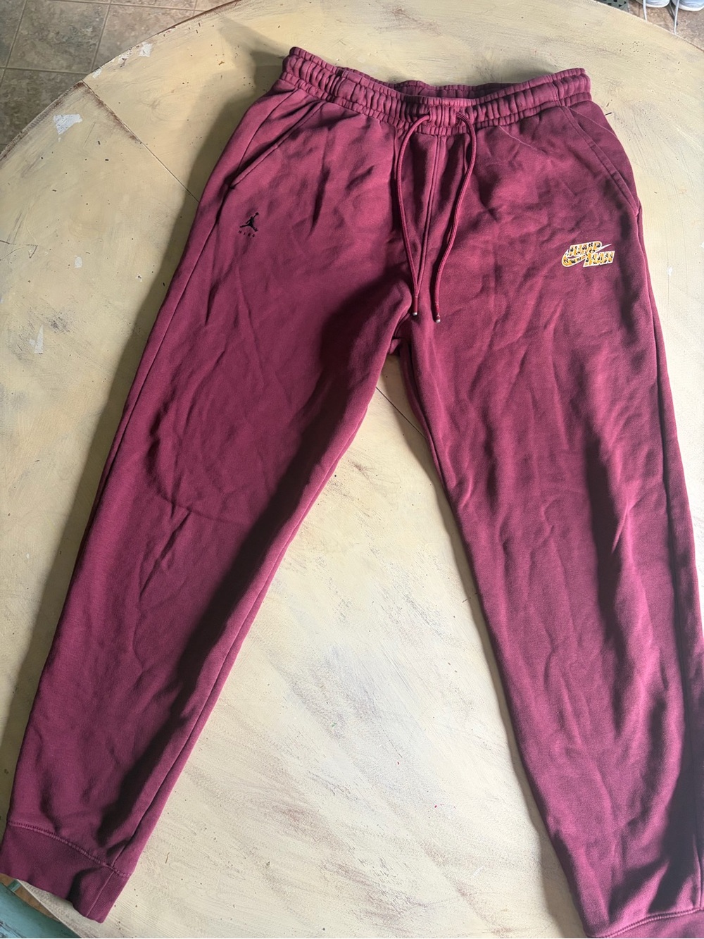 Mens Nike Air Jordan Flight MVP Joggers Cherrywood Medium JumpMan Sweatpants Red